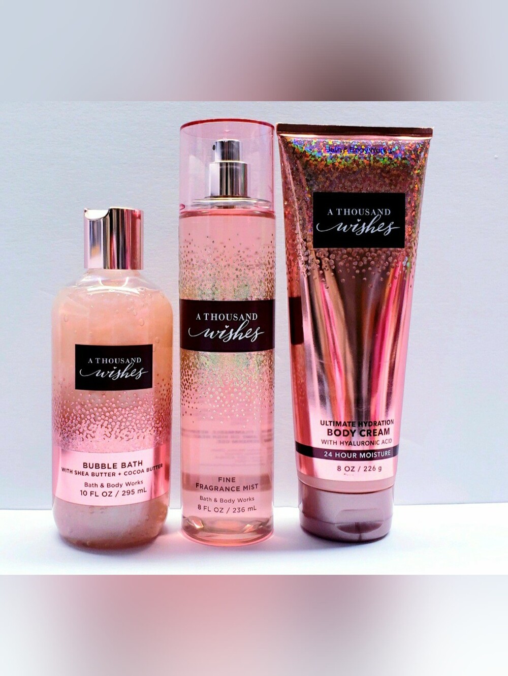 Bath & Body Works A THOUSAND WISHES Body Cream, Bubble Bath, Fragrance Mist-3pcs